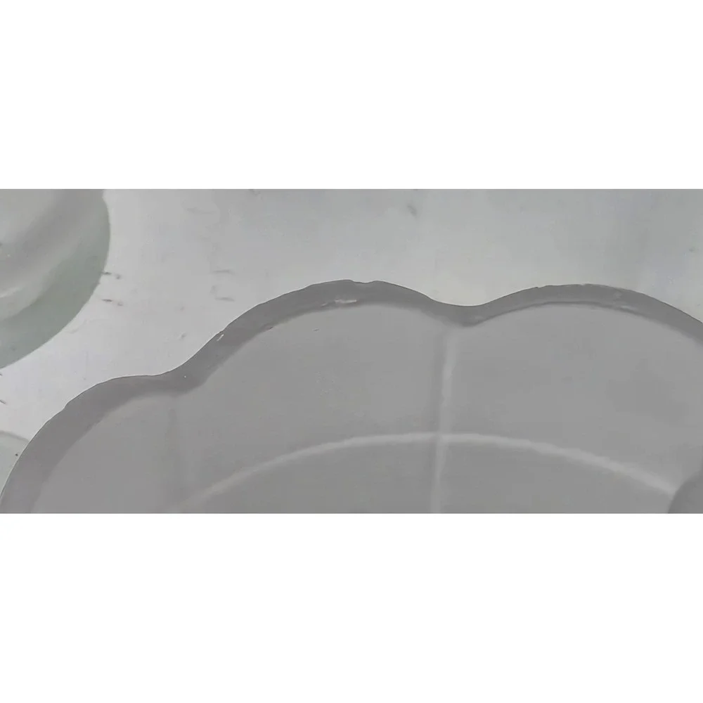 Vintage Frosted Satin Glass Fairy Lamp Scalloped 2-Piece Candle Holder 6